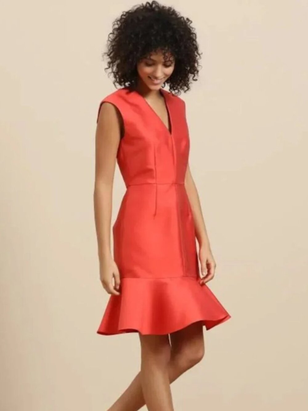 Carven Silk Gazaar Cocktail Dress in Coral | Size 6